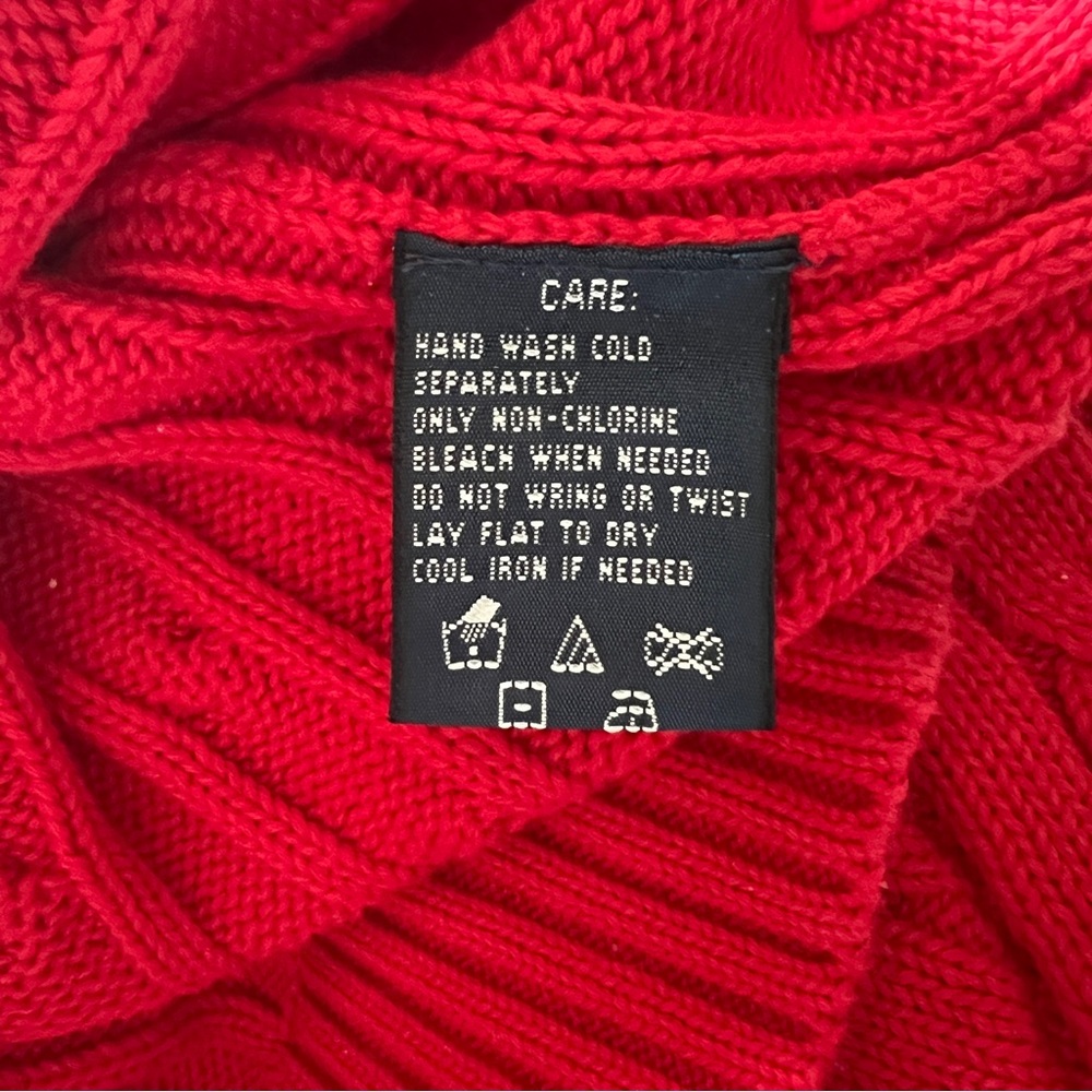 Ralph Lauren Women’s Red 100% Cotton Cable Knit Short Sleeve Sweater XL - Picture 8 of 14